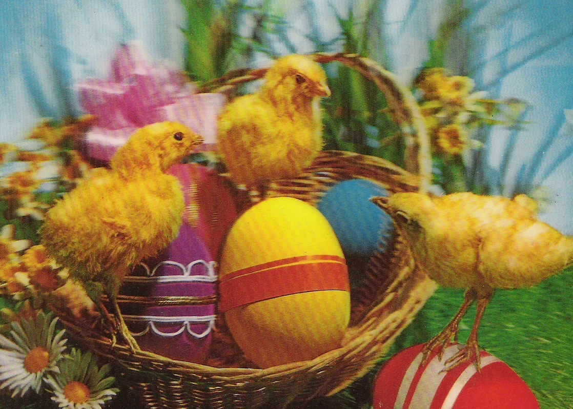 An Easter-themed 3D postcard